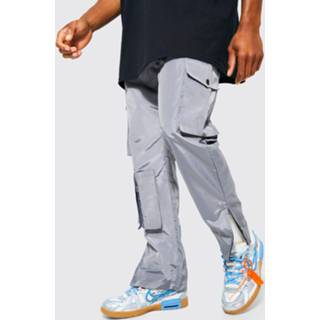 👉 Dikke Nylon Cargo Broek Met Rechte Pijpen, Grey