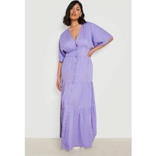 👉 Jurk lilac Plus Poplin Maxi Met Knopen,