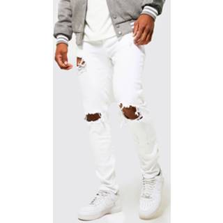 👉 Skinnyjeans wit Stretch Skinny Jeans Met Versleten Knieën, White