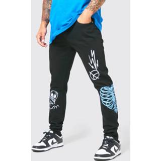👉 Graffiti Stretch Skinny Jeans, True Black