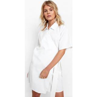 👉 Wikkel Blouse Jurk Met Ceintuur, White