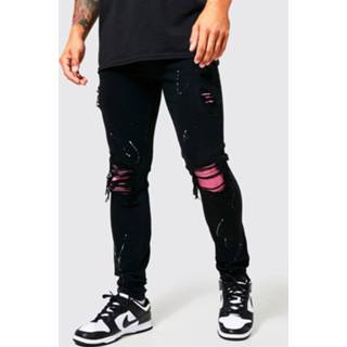 👉 Skinnyjeans zwart PU True Black Stretch Rip & Repair Skinny Jeans,