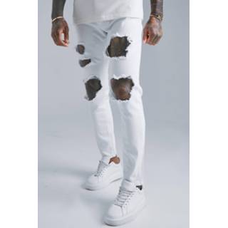 👉 Stretch Skinny Jeans Met Gescheurde Knieën, White