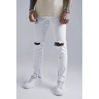 👉 Gescheurde Stretch Skinny Jeans Met Gescheurde Knieën, White