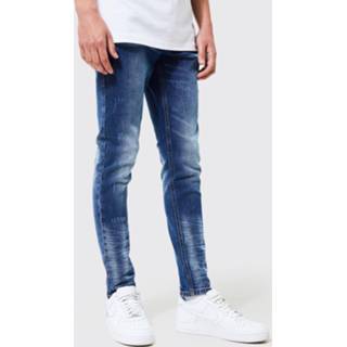 👉 Versleten Stretch Skinny Jeans, Mid Blue