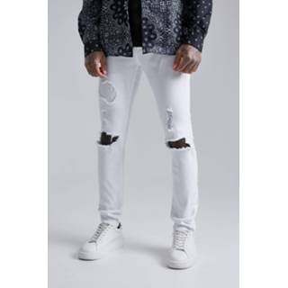 👉 Versleten Stretch Rip & Repair Skinny Jeans, White