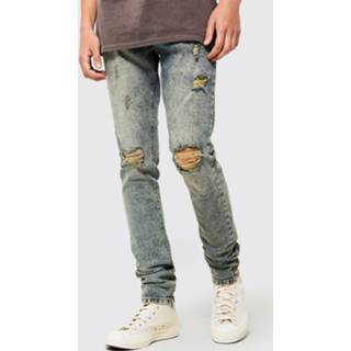 👉 Super Skinny Jeans Met Versleten Knieën, Antique Blue
