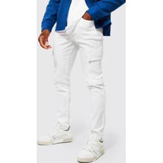 👉 Stretch Cargo Skinny Jeans Met Panelen, White
