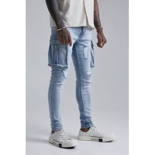 👉 Gescheurde Cargo Super Skinny Jeans, Ice Blue