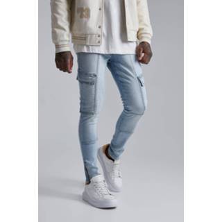 👉 Cargo Super Skinny Jeans Met Panelen, Ice Blue