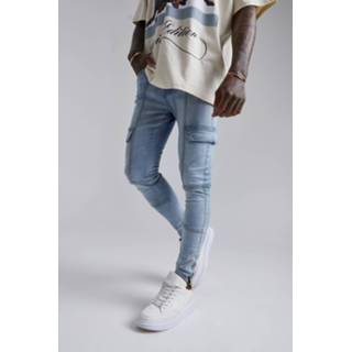 👉 Cargo Super Skinny Jeans Met Panelen, Light Blue