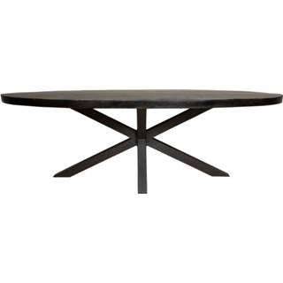 👉 Eettafel zwarte mangohout zwart Milan - Eetkamertafel ovaal 300 cm 7439647190165