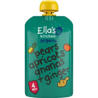 Active 3+1 gratis: Ella's kitchen Knijpzakje 4+ m Peer, Abrikoos, Ananas, Gember 120 gr 5060503503120