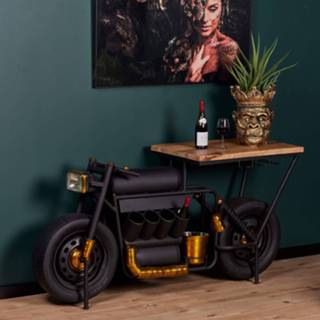 👉 Sidetable mangohout n zwart Motor industriële sidetable/wijnrek - bartafel 7439647146100