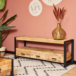 👉 Mangohout naturel mannen Tv meubel industrieel - Ben 150 cm 7439647194170