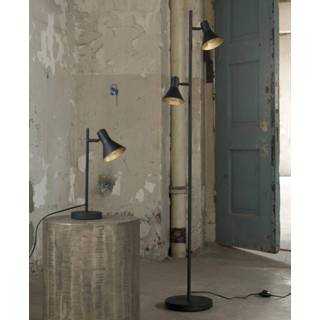 👉 Vloer lamp goud zwart Vloerlamp 2L cup in matt black met gold inside. /