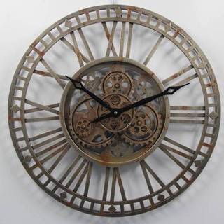 👉 Klok grijs metaal tandwiel Maja Open - industrieel 46 cm rusty 7439647150183