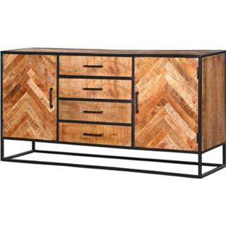 👉 Dressoir mangohout naturel Isa - kast industrieel 165 cm 7439647215295