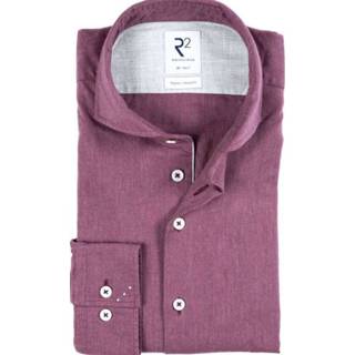 👉 Overhemd aubergine R2 Amsterdam Modern Fit aubergine, Effen 8719282861668