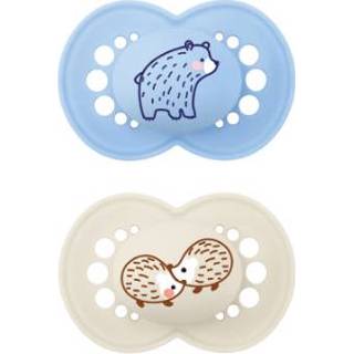 👉 Blauw beige silicone silicoon jongens MAM Original Elements silicone, 16+ maanden, 2 stuks beer/eengel in blauw/beige 4042894591253