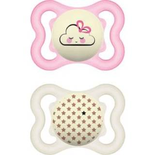 👉 Roze beige siliconen meisjes MAM Supreme Night Siliconen, 0-6 maanden 2 stuks wolk/ster in roze/beige 4042894590843