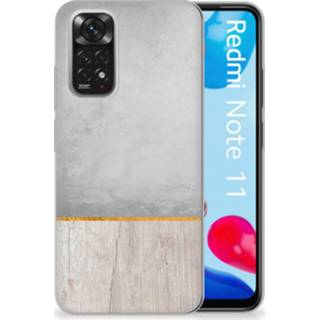 👉 Bumper hoesje Xiaomi Redmi 10 | Note 11 4G Wood Concrete 8720632571090