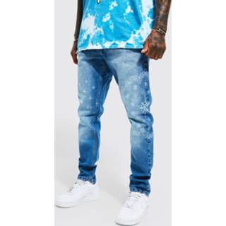 👉 Slim Fit Bandana Print Jeans, Light Blue