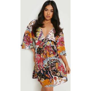 Petite Paisley Skater Jurk Met Veters, White Petite Paisley Skater Jurk Met Veters, White