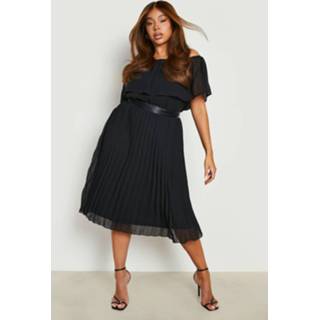 👉 Plus Geplooide Chiffon Mix & Match Midi Rok, Black