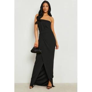 👉 Tall Bandeau Wikkel Maxi Jurk Met Split, Black