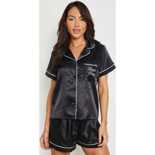 👉 Satijnen Bridal Party Set Met Pyjama Shorts, Black