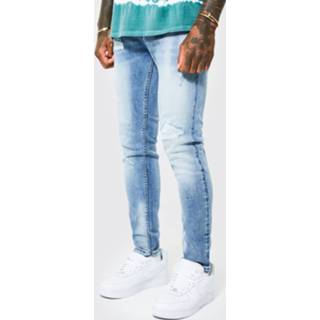 👉 Skinnyjeans blauw Light Blue Stretch Rip & Repair Skinny Jeans Met Stiksels,