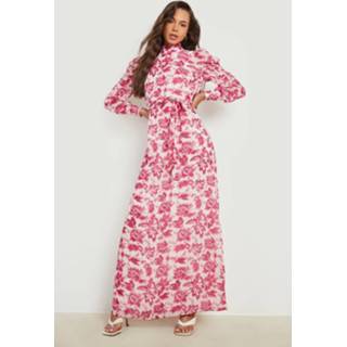 👉 Jurk roze Hot Pink Paisley Print Maxi Met Open Rug,