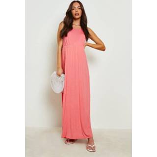 Jurk koraal Zwangerschap Maxi Met Racer Hals, Coral