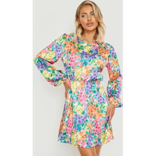 👉 Bloemen Skater Jurk Met Volle Mouwen, Multi