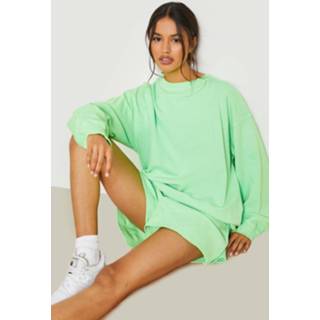 👉 Overdye Neon Trainingspak Met Trui En Shorts, Green