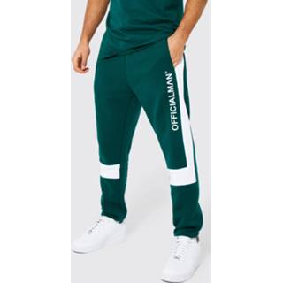 Official Man Slim Fit Colour Block Joggingbroek, Forest