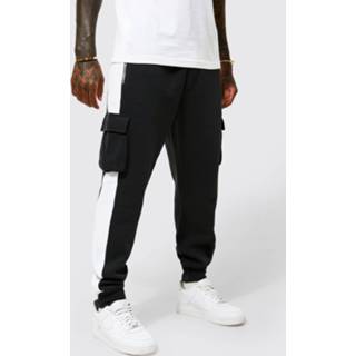 👉 Slim Fit Cargo Joggingbroek Met Panelen, Black