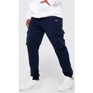 👉 Man Signature Cargo Slim Fit Joggingbroek, Navy