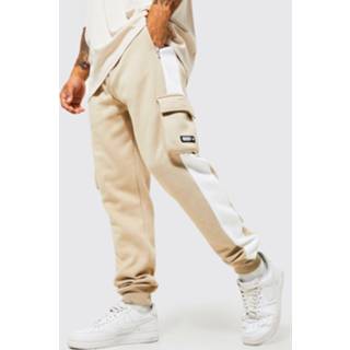👉 Slim Fit Cargo Joggingbroek Met Panelen, Taupe