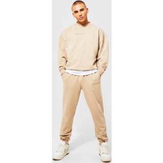 👉 Dik Loopback Trainingspak Met Trui, Sand