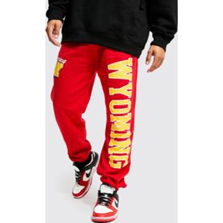 👉 Regular Fit Wyoming Varsity Joggingbroek Met Print, Red