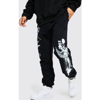 👉 Regular Fit Standbeeld Joggingbroek Met Print, Black