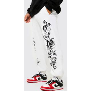 👉 Regular Fit Cherub Joggingbroek Met Print, White