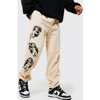 👉 Regular Fit Cherub Joggingbroek Met Print, Sand