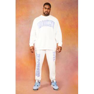 👉 Trainingspak wit XXXL Plus Brooklyn Varsity Met Trui En Print, White