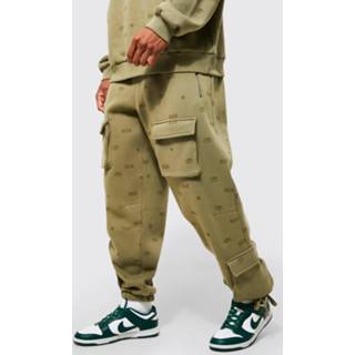 👉 Baggy Cargo Joggingbroek Met Print, Taupe