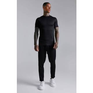 👉 Geplooide Muscle Fit Top En Joggingbroek Set, Black