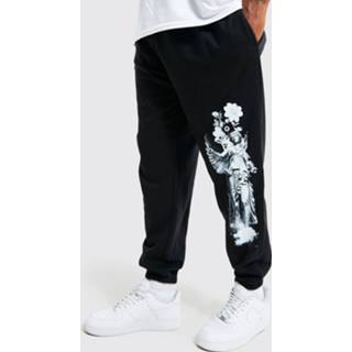 👉 Plus Pour Homme Standbeeld Joggingbroek Met Print, Black