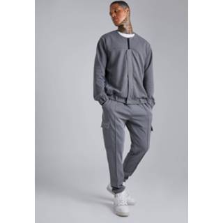 👉 Kraagloos Scuba Bomberjack En Joggingbroek Set, Grey Marl